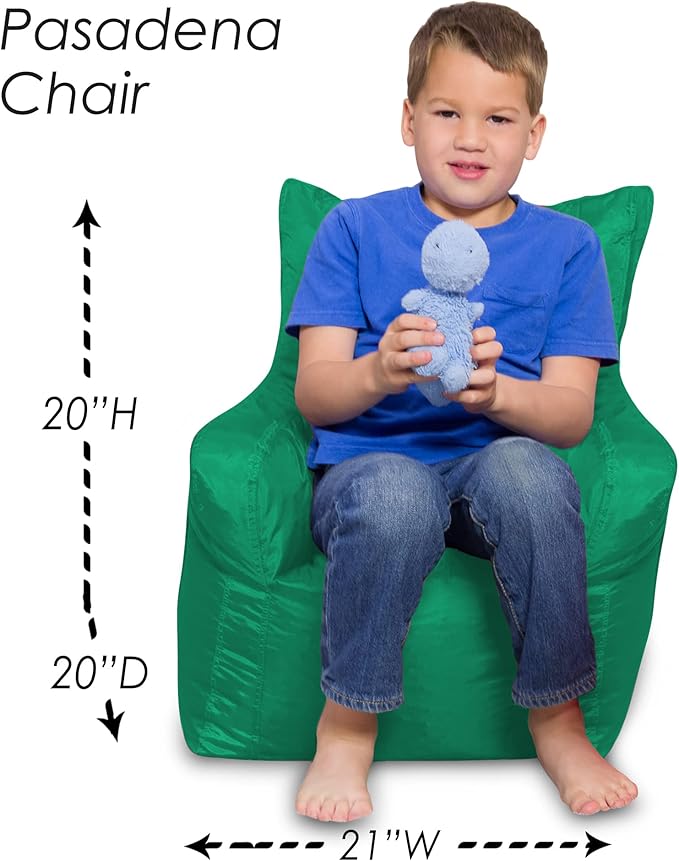 Posh Creations Structured Comfy Bean Bag Chair for Gaming, Reading, and Watching TV, Pasadena Chair, Microsuede - Tide Pool