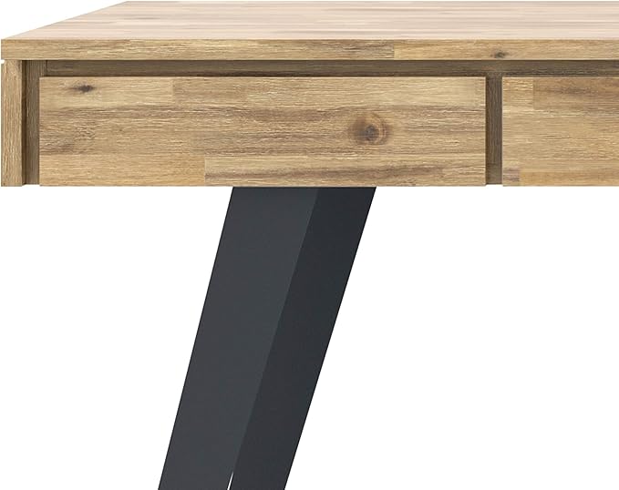 SIMPLIHOME Lowry SOLID WOOD and Metal Modern Industrial 54 inch Wide Home Office Desk, Writing Table, Workstation, Study Table Furniture in Distressed Golden Wheat with 2 Drawers