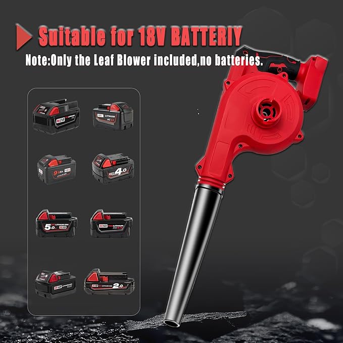 PEDONYMini Cordless Leaf Blower for Milwaukee 18V Battery, Vacuum150CFM Up to 120MPH, 2-in-1 Handle Electric Blower(Battery Not Included)
