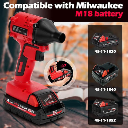 Air Blower Brushless High-Speed Motor Compatible with Milwaukee M18 Battery Air Duster Leaf Blower For Camping BBQ & Workshop (Battery not included)