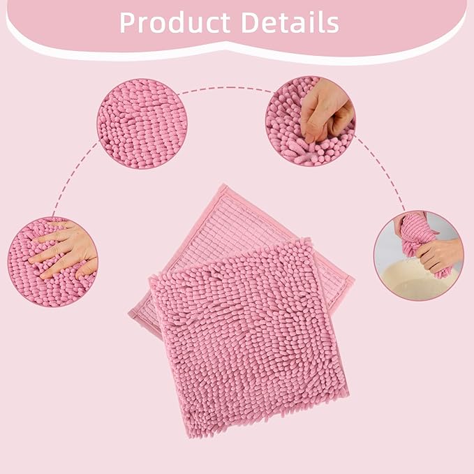 Locker Rug school girl rugs Carpet Chenille 100% Microfiber Locker Carpet with Non Skid Backing Locker Decorations (Pink, 12X12)