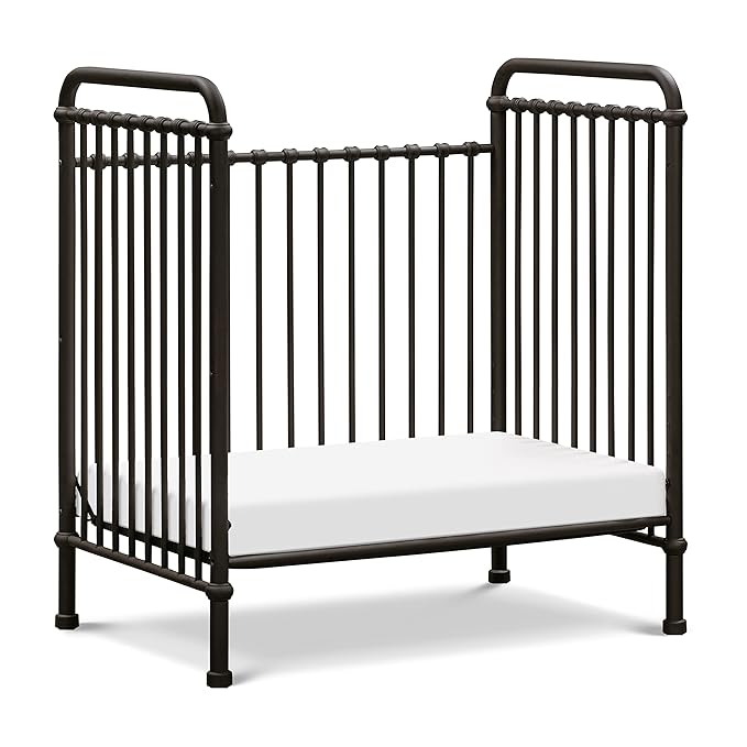 NAMESAKE Abigail 3-in-1 Convertible Mini Metal Crib in Vintage Iron, Greenguard Gold Certified