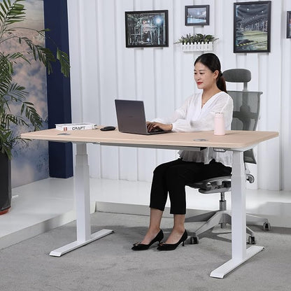 ApexDesk K Series 60" x 27" Electric Height Adjustable Standing Desk with LED Memory Controller (Light Oak)