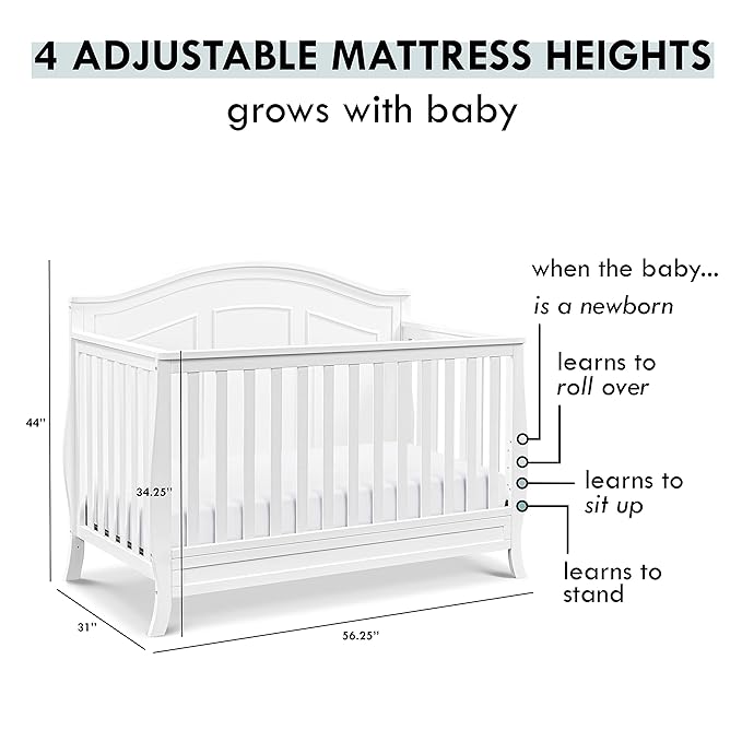 DaVinci Emmett 4-in-1 Convertible Crib in White, Greenguard Gold Certified
