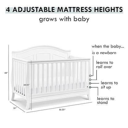 DaVinci Emmett 4-in-1 Convertible Crib in White, Greenguard Gold Certified