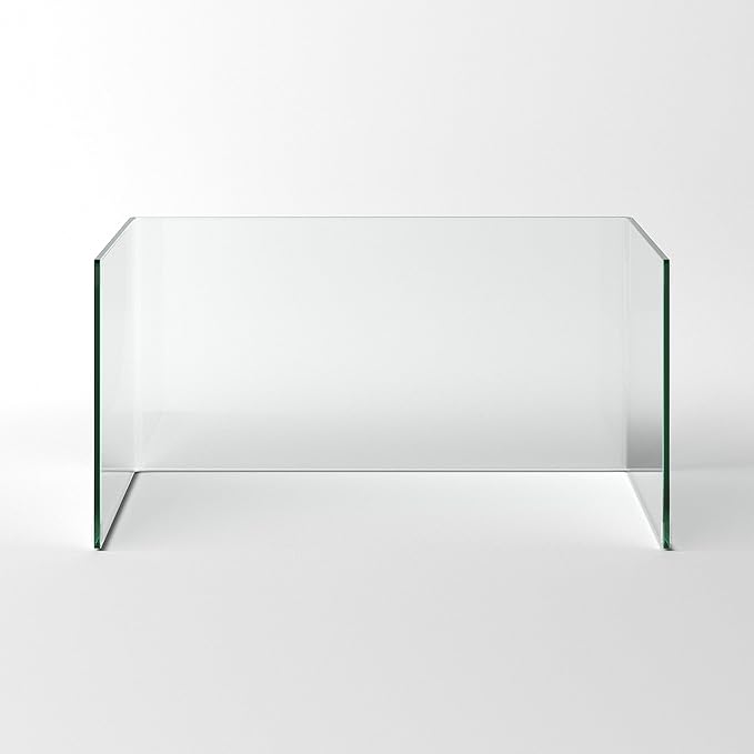 Bent Glass Computer Desk Rectangular Shaped PC Laptop Workstation Table for Home Office, 43.3" L, Clear