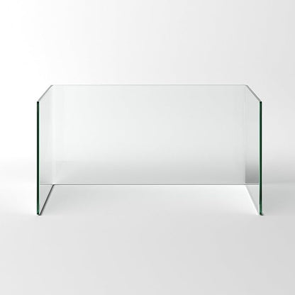Bent Glass Computer Desk Rectangular Shaped PC Laptop Workstation Table for Home Office, 43.3" L, Clear