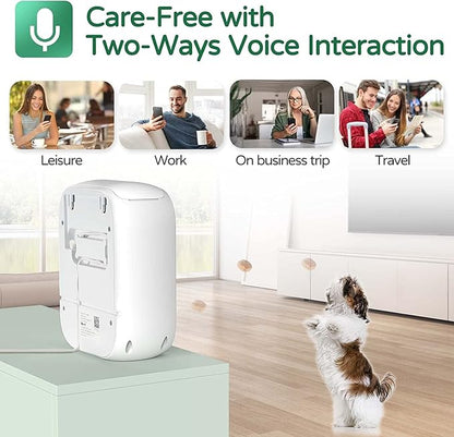 Pet Monitoring Camera Dog Treat Dispenser [New 2023 Pro] Two-Way Audio HD WiFi Dog Camera with 130° View, Remote Tossing App Compatible with Android/iOS, Night Vision, Wall Mounted