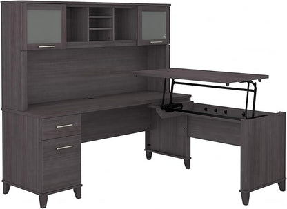 Bush SET015SG Somerset 35-Inch -41-Inch Adjustable Desk with Hutch, Storm Gray