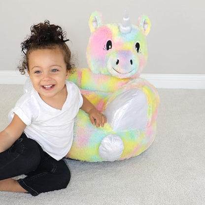 Trend Lab Rainbow Unicorn Toddler Chair Plush Character Kids Chair Comfy Furniture Pillow Chair for Boys and Girls, 21 x 19 x 19 inches