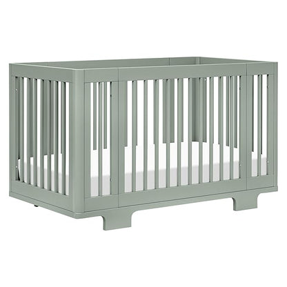 Babyletto Yuzu Convertible All-Stages Bassinet, Midi, Full-Size Crib in Light Sage, Greenguard Gold Certified, Portable & Adjustable with Conversion Kits and Pads Included