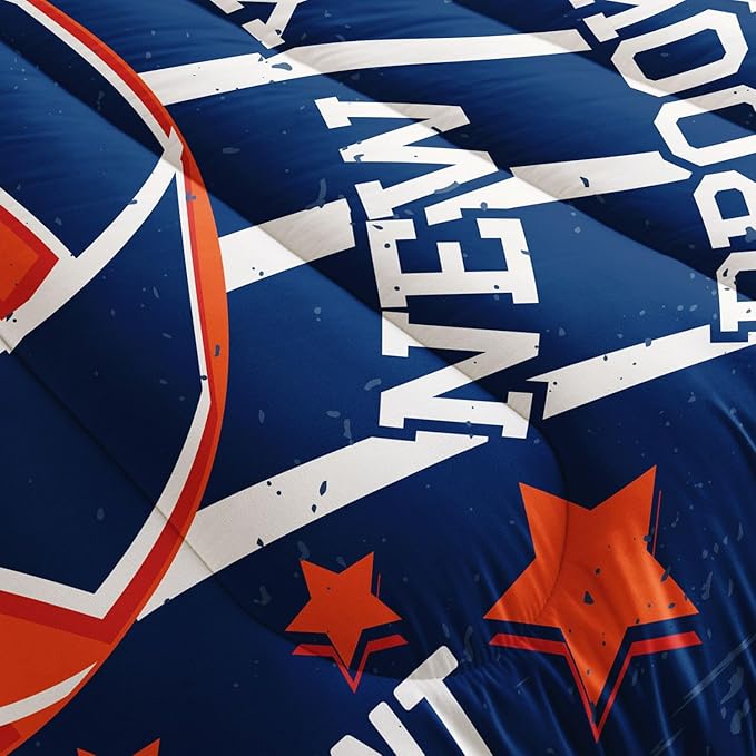 Datura home Basketball Comforter Sets for Boys Kids,Orange Blue Theme Basketball Championship American Style,Duvet 3Pcs in Quilt Sets with 1 Comforter and 2 Pillowcases(Orange Twin)