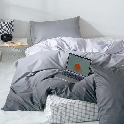 Gradient Gray Comforter Set Ombre White Gray Bedding Set Full Women Aesthetic Comforter 3 PCs Gray Color Bed Comforter Set Full Gradient White and Gray Comforter Set Full Size