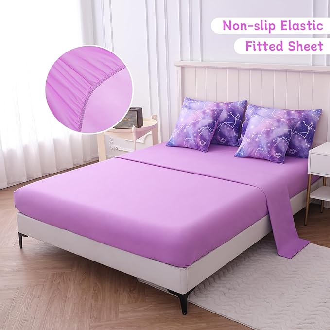 Twin Comforter Set for Girls Galaxy Bedding 7pieces, Ombre Bedding Comforter Sets Rainbow Comforter, Glitter Bedding Twin Teen Comforter Sets for Girls（Multicolor