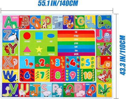 Kids Educational Rug Playtime Collection ABC, Numbers and Shapes Learning Carpet Kids Play Rug Mat Playmat for Playroom Bedroom, 55.1 x 43.3 inch