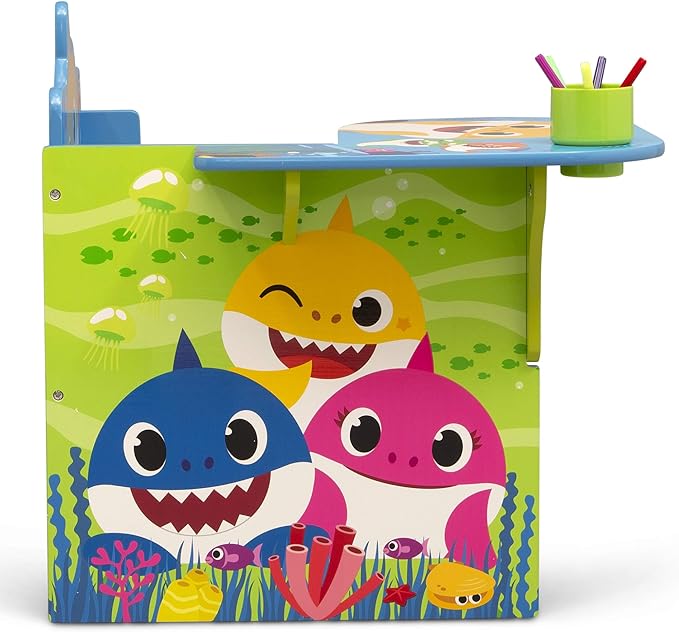 Baby Shark Chair Desk with Storage Bin - Ideal for Arts & Crafts, Snack Time, Homeschooling, Homework & More by Delta Children