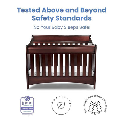 Delta Children Bentley S Series 4-in-1 Crib, Black Cherry Espresso + Serta Perfect Slumber Dual Sided Recycled Fiber Core Crib and Toddler Mattress (Bundle)