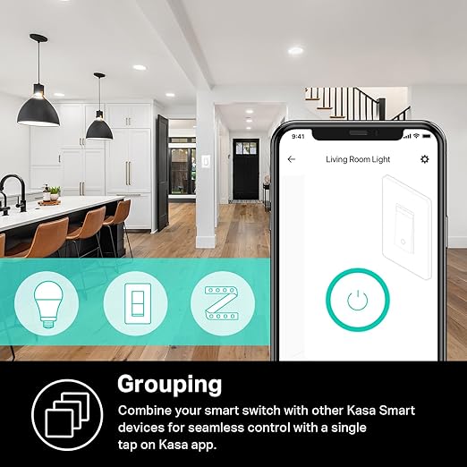 Kasa Smart Dimmer Switch HS220, Single Pole, Needs Neutral Wire, 2.4GHz Wi-Fi Light Switch Compatible with Alexa and Google Home, UL Certified, No Hub Required, Black