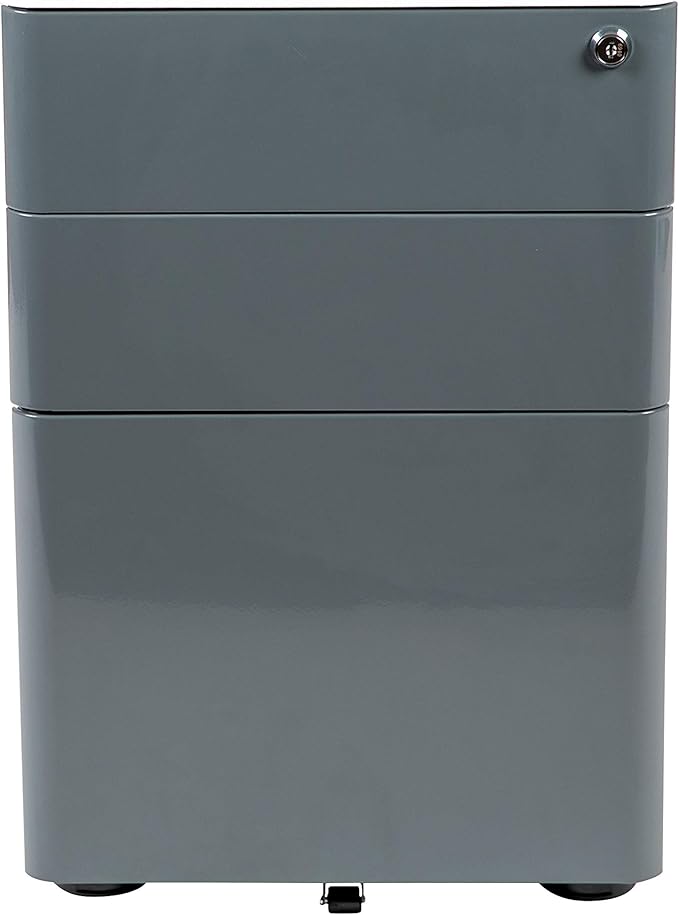 Flash Furniture Warner Modern 3-Drawer Mobile Locking Filing Cabinet with Anti-Tilt Mechanism & Letter/Legal Drawer, White with Charcoal Faceplate