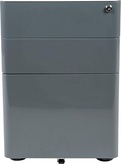 Flash Furniture Warner Modern 3-Drawer Mobile Locking Filing Cabinet with Anti-Tilt Mechanism & Letter/Legal Drawer, White with Charcoal Faceplate