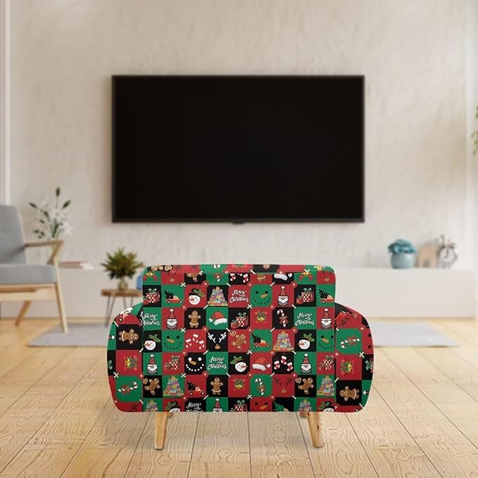 FKELYI Cute Christmas Furniture Protector Easy Going Stretch Sofa Slipcover Non-Slip Sofa Couch Cover Washable Sofa Slipcovers M