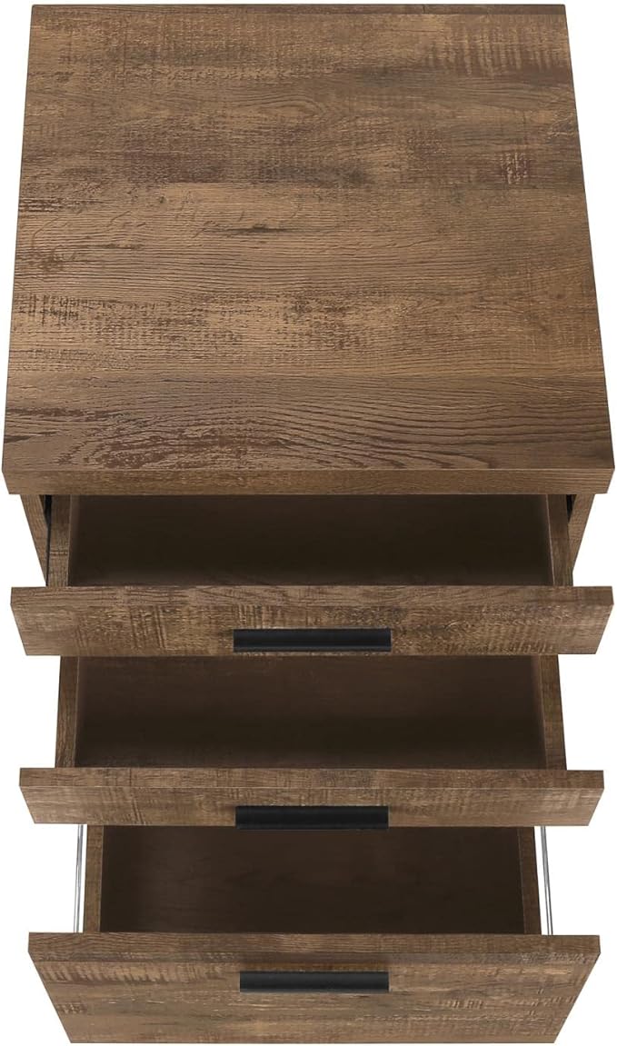 Monarch Specialties 7400, Rolling Mobile, Storage, Printer Stand, Office, Work, Laminate, Brown, Contemporary, Modern Filing Cabinet-3 Drawer Reclaimed Wood/Castors, 18.25" L x 17.75" W x 25.25" H