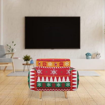 FKELYI Red Christmas Sofa Furniture Protector Easy Going Stretch Sofa Slipcover Comfortable Sofa Couch Cover with Elastic Bottom S