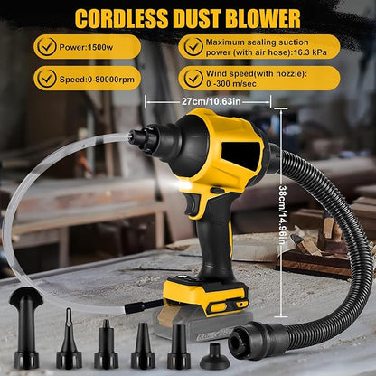 Cordless Dust Blower Compatible with Dewalt 20V Battery, Brushless Handheld Blower Cordless Sawdust Blower 447 MPH/39 CFM for Garages, Sawmill Room, Workshop Cleaning(Tool Only, No Battery)