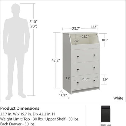 Ameriwood Home The Loft 3 Drawer Dresser, Black Oak