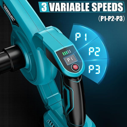 Leaf Blower Cordless for Makita 18V Battery, LIVOWALNY 120CFM 230MPH 2-in-1 Electric Leaf Blowers & Vacuum with 3 Speed Mode for Cleaning Patio, Yard, Sidewalk, Snow, Lawn Care