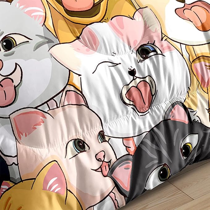 Dogs Comforter Set - Cute Cartoon Puppy Pattern Comforter Set Full Size 3pcs Kitten Dogs Bedding Set Pet Animal Design Kids Room Decor with 1 Comforter and 2 Pillowcases Boys Girls Gift All Season