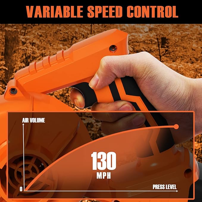 Alloyman Leaf Blower, 20V Cordless Leaf Blower, with 2 X 4.0Ah Battery & Charger, 2-in-1 Electric Leaf Blower & Vacuum for Yard Cleaning/Snow Blowing.(Orange)