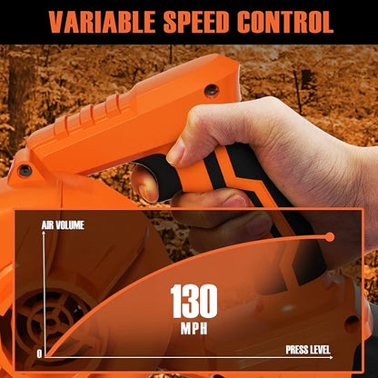 Alloyman Leaf Blower, 20V Cordless Leaf Blower, with 2 X 4.0Ah Battery & Charger, 2-in-1 Electric Leaf Blower & Vacuum for Yard Cleaning/Snow Blowing.(Orange)