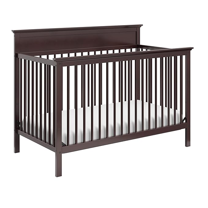 Storkcraft Carmel 5-in-1 Convertible Crib (Espresso) - GREENGUARD Gold Certified, Converts to Toddler Bed & Full-Size Bed, Fits Standard Full-Size Crib Mattress, 4 Adjustable Mattress Heights