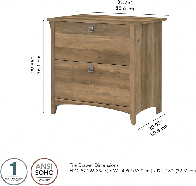Bush SAF132RCP-03 Salinas 2-Drawer Lateral File Cabinet, Letter/Legal, Reclaimed Pine, 31.73-Inch