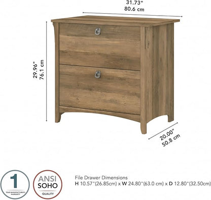 Bush SAF132RCP-03 Salinas 2-Drawer Lateral File Cabinet, Letter/Legal, Reclaimed Pine, 31.73-Inch
