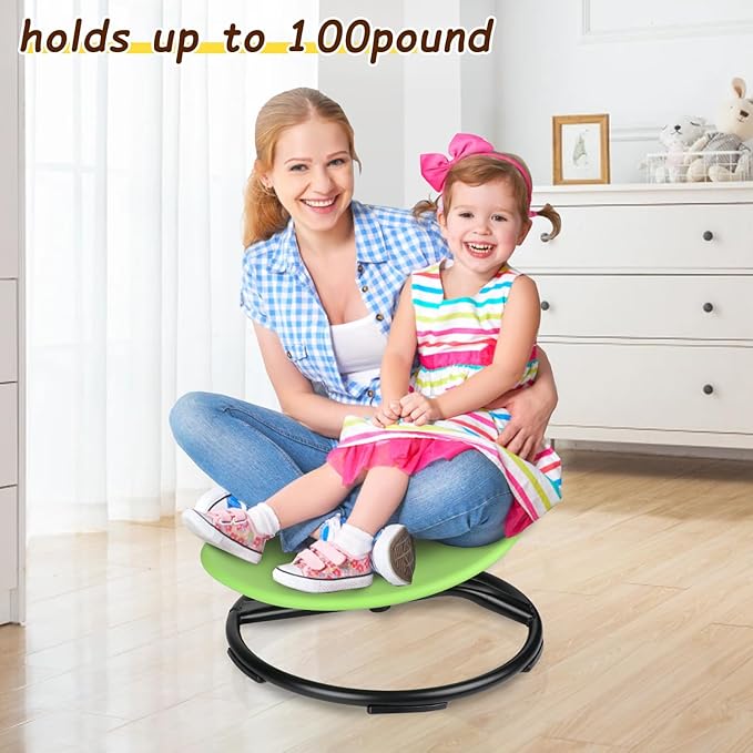 Kids Swivel Chair, Spinning Chair for Kids, Sit and Spin Chair for Kids,Balance Physical Therapy Equipment, Training Body Coordination，Sensory Spinning Seat for Kids (Green)