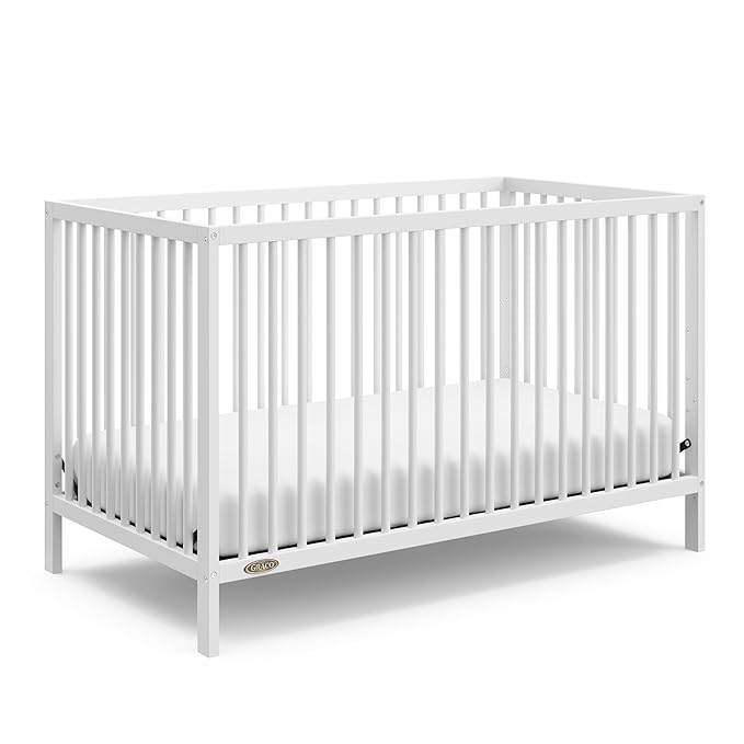 Graco Teddi 5-in-1 Convertible Crib (White) – GREENGUARD Gold Certified, Converts to Daybed, Toddler & Twin Bed with Headboard and Footboard, Adjustable Mattress Height