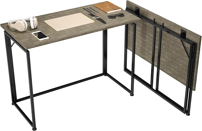 Techni Mobili Space Saving Folding Desk, Grey