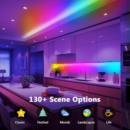 phopollo RGB Smart LED Strip Lights, 32.8ft (2 Rolls of 16.4ft) LED Lights for Bedroom, APP Control, Multiple Colors on One Line, Color Changing Strip Lighting Music Sync, USB Powered
