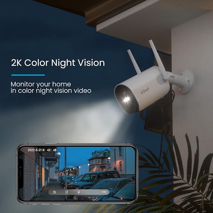 2K Solar Camera Security Outdoor with Spotlight & Siren, AI Detection Wireless Cameras for Home Security, 3MP Color Night Vision/2-Way Talk/Compatible with Alexa