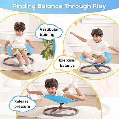 Sensory Chair for Kids Autism Sensory Products Sit and Spin Autism Toys Spinning Chair ADHD Chair Swivel Chair Training Body Coordination (Blue)