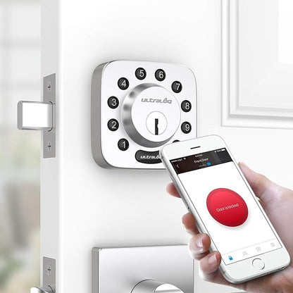 ULTRALOQ U-Bolt 5-in-1 Keyless Entry Backlit Keypad, App,Smart Door Lock, Bluetooth, Satin Nickel