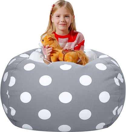 Aubliss Stuffed Animal Bean Bag Storage Chair (Grey Dot, X-Large (48''))