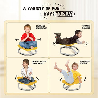 Petal Kids Swivel Chair, Seat and Spinning Chair, Body Coordination Training Chair, Yellow Non Slip Sensory Toys 360° Spinning Chair for Autistic Kids Aged 3+, Improving Toddler's Physical Fitnesss
