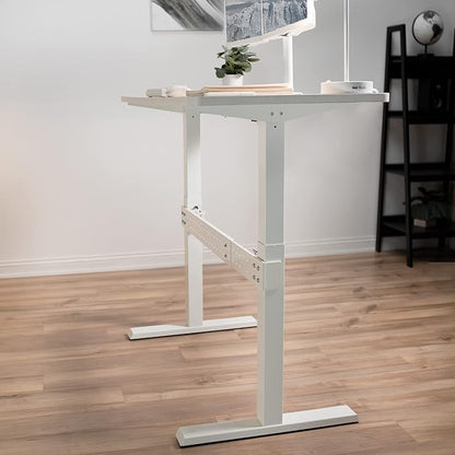 VIVO Universal Steel Clamp-on Desk Stabilizer Bar, 36 to 61.6 inch Bracket Support System for Sit to Stand Desk Frames, White, DESK-STB01W