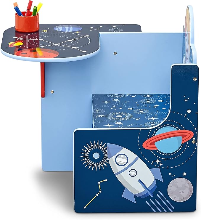 Delta Children Space Adventures Chair Desk with Storage Bin - Ideal for Arts & Crafts, Snack Time, Homeschooling, Homework & More - Greenguard Gold Certified, Blue