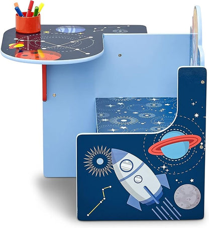 Delta Children Space Adventures Chair Desk with Storage Bin - Ideal for Arts & Crafts, Snack Time, Homeschooling, Homework & More - Greenguard Gold Certified, Blue