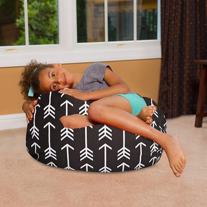 Posh Creations Bean Bag Chair for Kids, Teens, and Adults Includes Removable and Machine Washable Cover, Canvas White Arrows on Gray, 27in - Medium