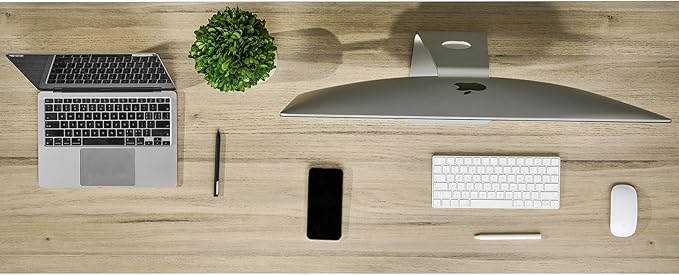 Kaboon Universal Tabletop 59.1"x23.62", Solid One-Piece Melamine Table Top, Double Desk L-Desk DIY, Home and Office Countertop, Oak